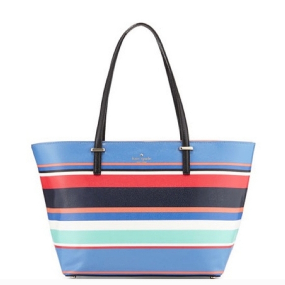 Kate Spade New York Cedar Street Striped Harmony Shoulder Bag Tote Leather - Picture 1 of 13